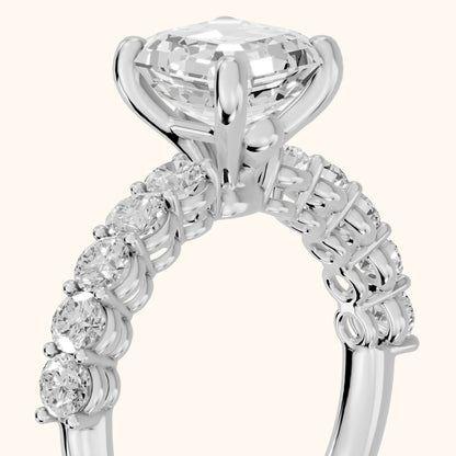Sterling Statement Pavé Asscher Diamond Engagement Ring in Silver - slant-view.webp