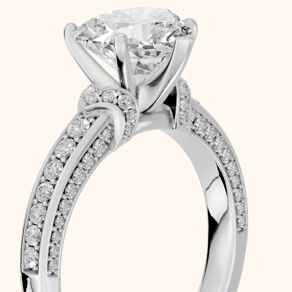 Anabelle Statement Pavé Heart Diamond Engagement Ring in Silver - slant-view.webp