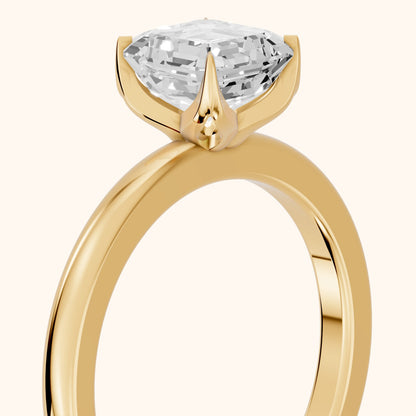 Serena Blossom Solitaire Asscher Diamond Ring in Yellow Gold - slant-view.webp