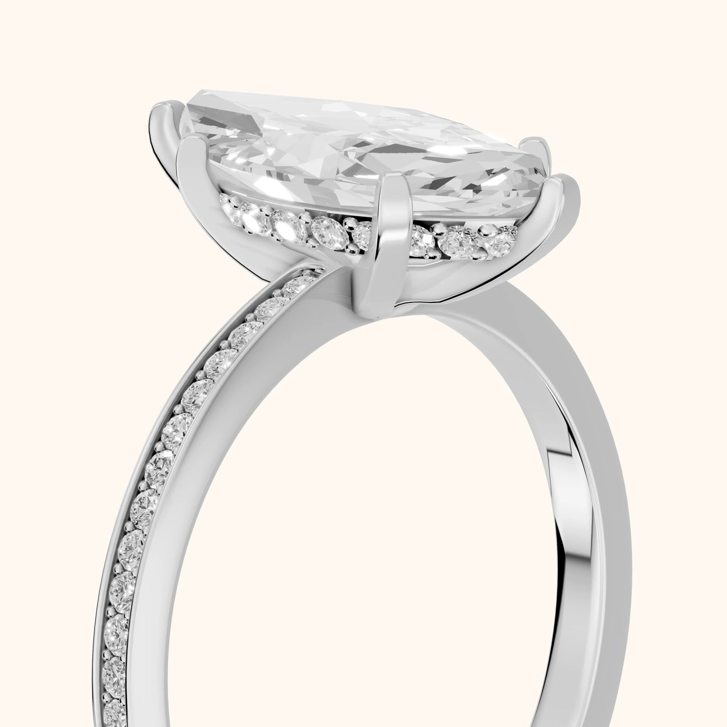 Naia Hidden Halo Marquise Diamond Ring in Silver - slant-view.webp