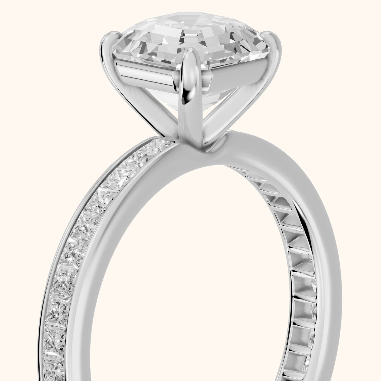 Brielle Channel Set Solitaire Asscher Diamond Ring in Platinum - slant-view.webp
