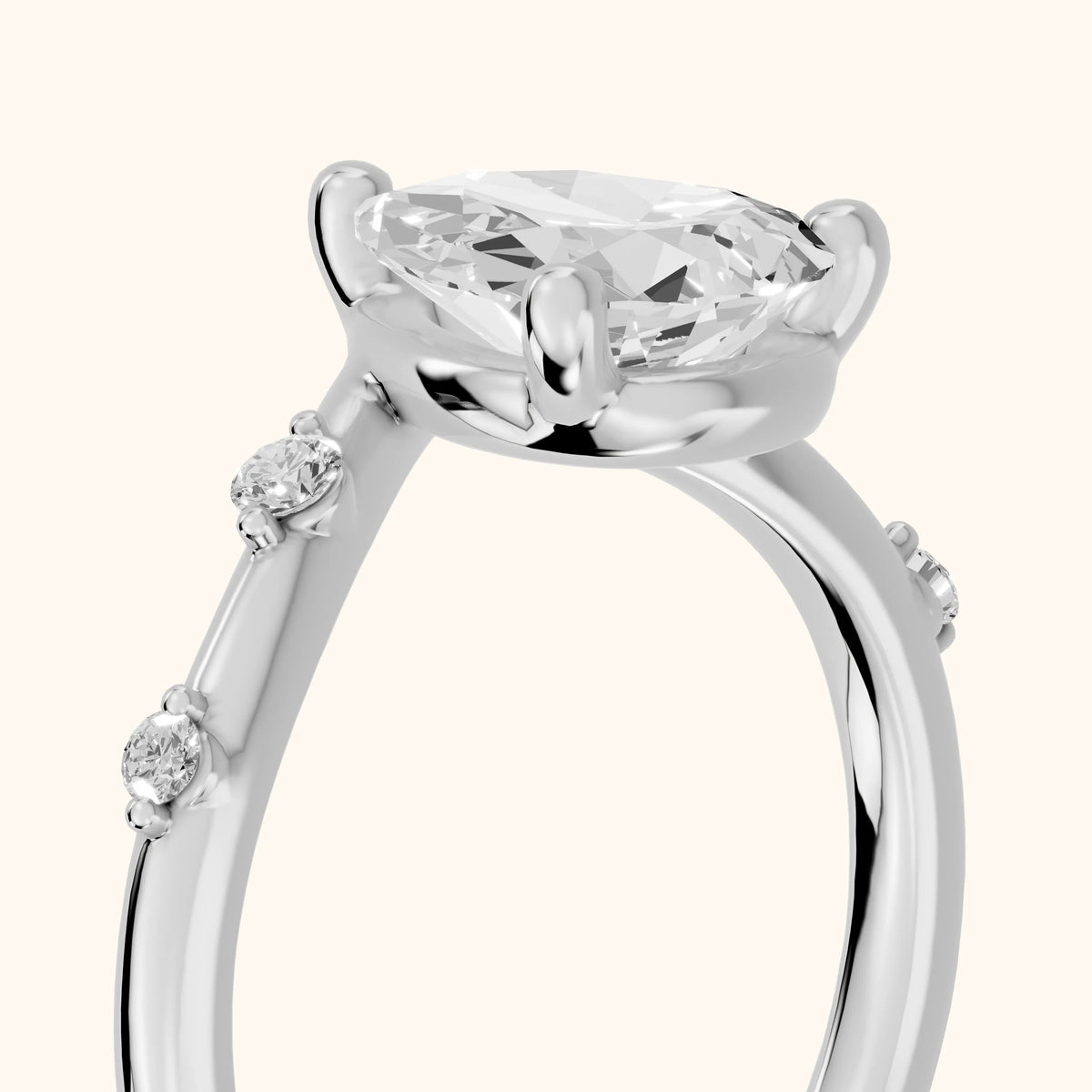 Klara Chevron Pear Diamond Engagement Ring in Silver - slant-view.webp
