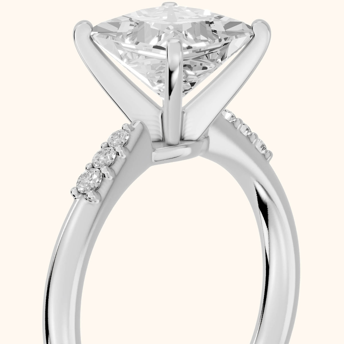 Aveline Flush-Set Princess Diamond Engagement Ring in Silver - slant-view.webp
