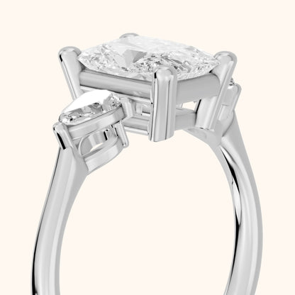 Faye Three-Stone Trellis Radiant Diamond Engagement Ring in White Gold - slant-view.webp