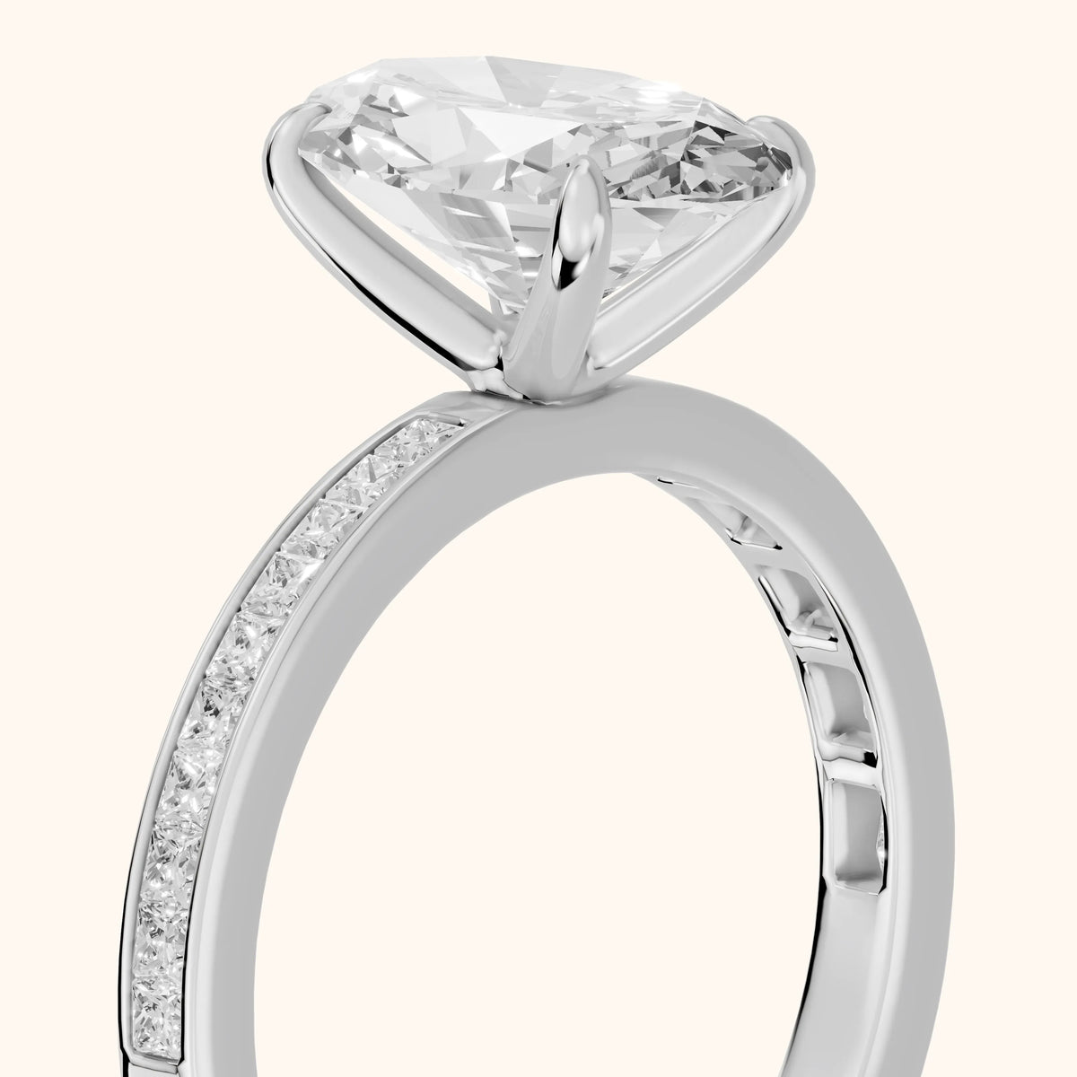 Freja Channel Set Oval Diamond Engagement Ring in Platinum - slant-view.webp