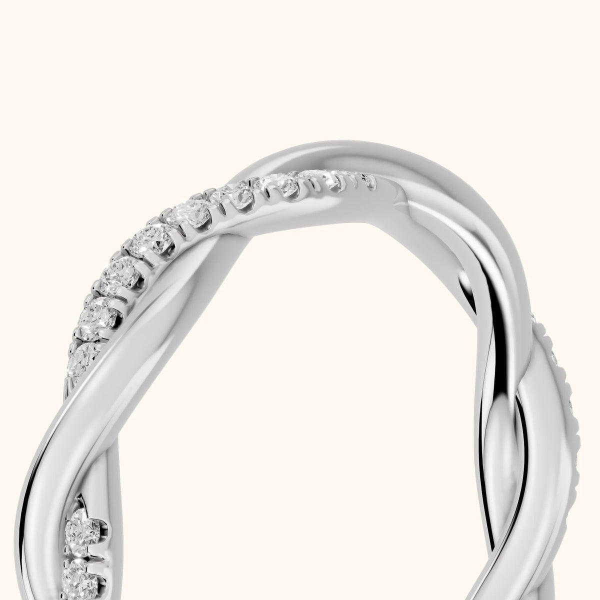 Tanvi Petite Twist Round Diamond Eternity Band in Silver - slant-view
