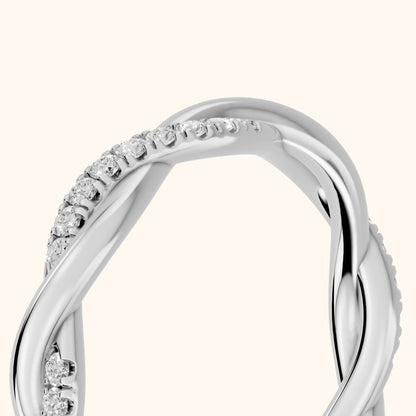 Tanvi Petite Twist Round Diamond Eternity Band in Silver - slant-view