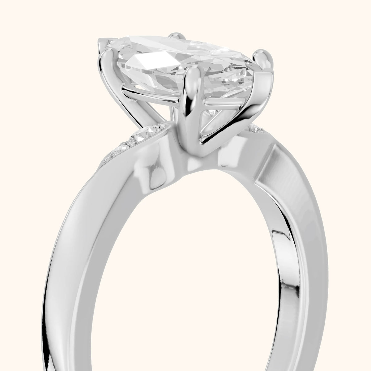 Annabelle Leaf Pavé Marquise Diamond Engagement Ring in Platinum - slant-view.webp