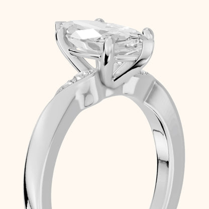 Annabelle Leaf Pavé Marquise Diamond Engagement Ring in Platinum - slant-view.webp