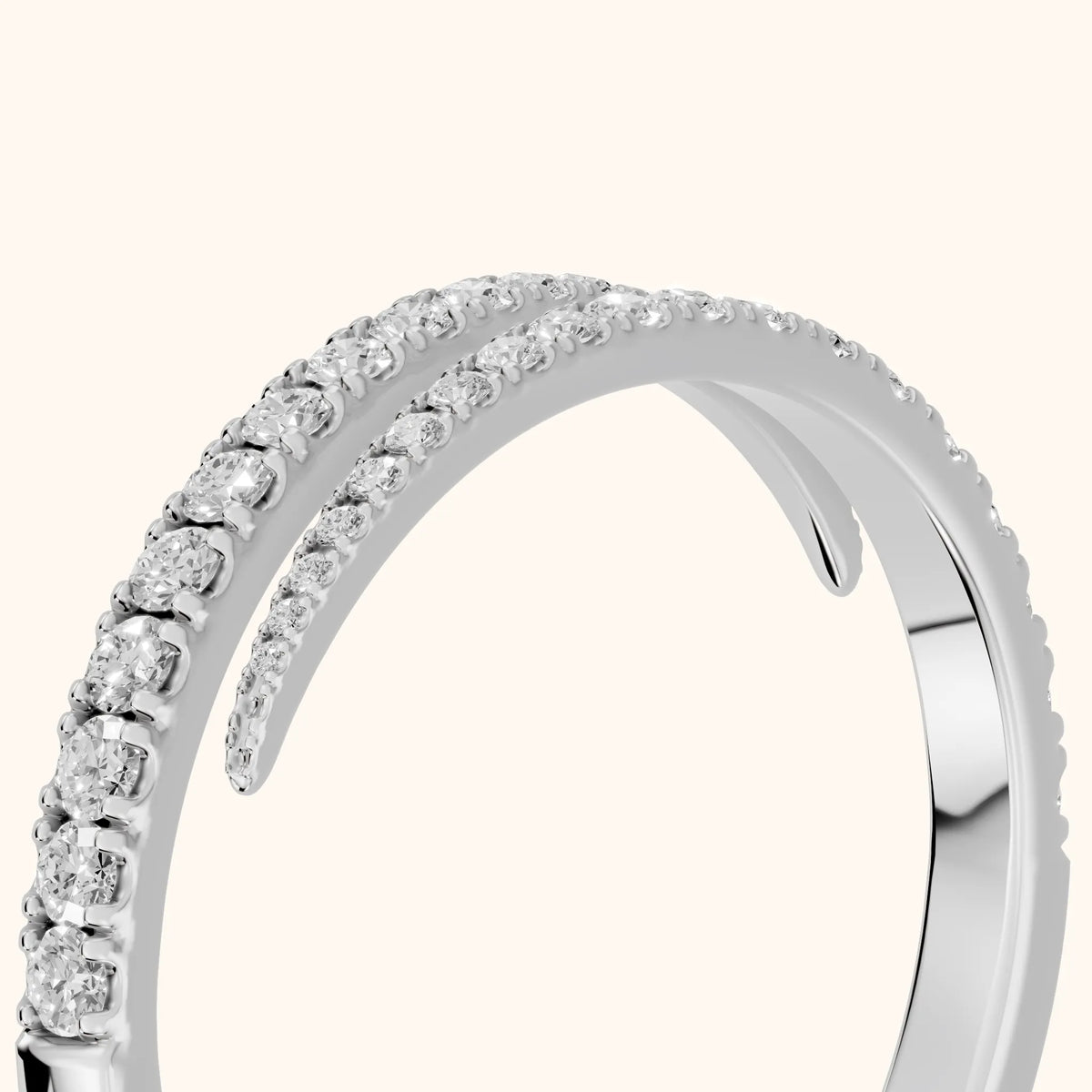 Mina Bypass Round Diamond Wedding Band in Silver - slant-view
