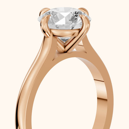 Truckee East-West Cathedral Round Diamond Engagement Ring in Rose Gold - slant-view.webp
