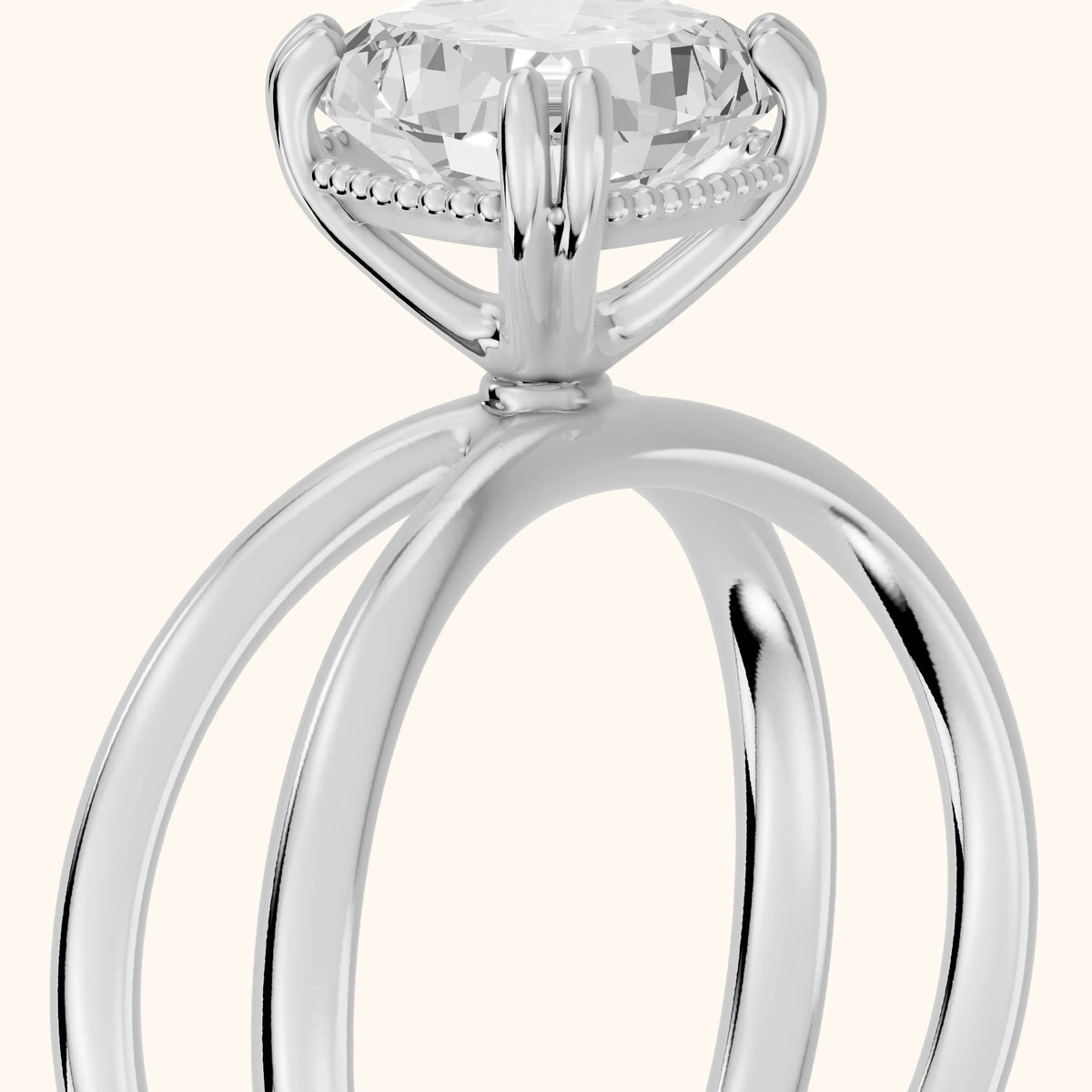 Yvonne Crossover Solitaire Cushion Diamond Engagement Ring in Silver - slant-view.webp