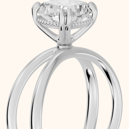Yvonne Crossover Solitaire Cushion Diamond Engagement Ring in Silver - slant-view.webp