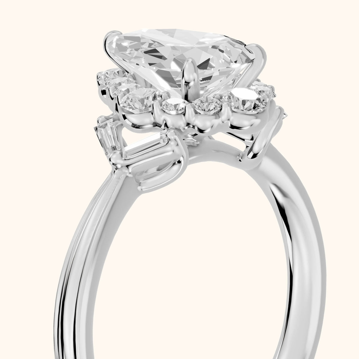 Lyla Deco Halo Pear Diamond Engagement Ring in Platinum - slant-view.webp