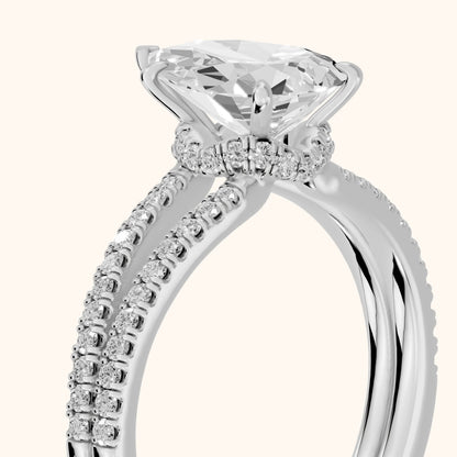 Carmel Hidden Halo Split Shank Pear Diamond Engagement Ring in Silver - slant-view.webp