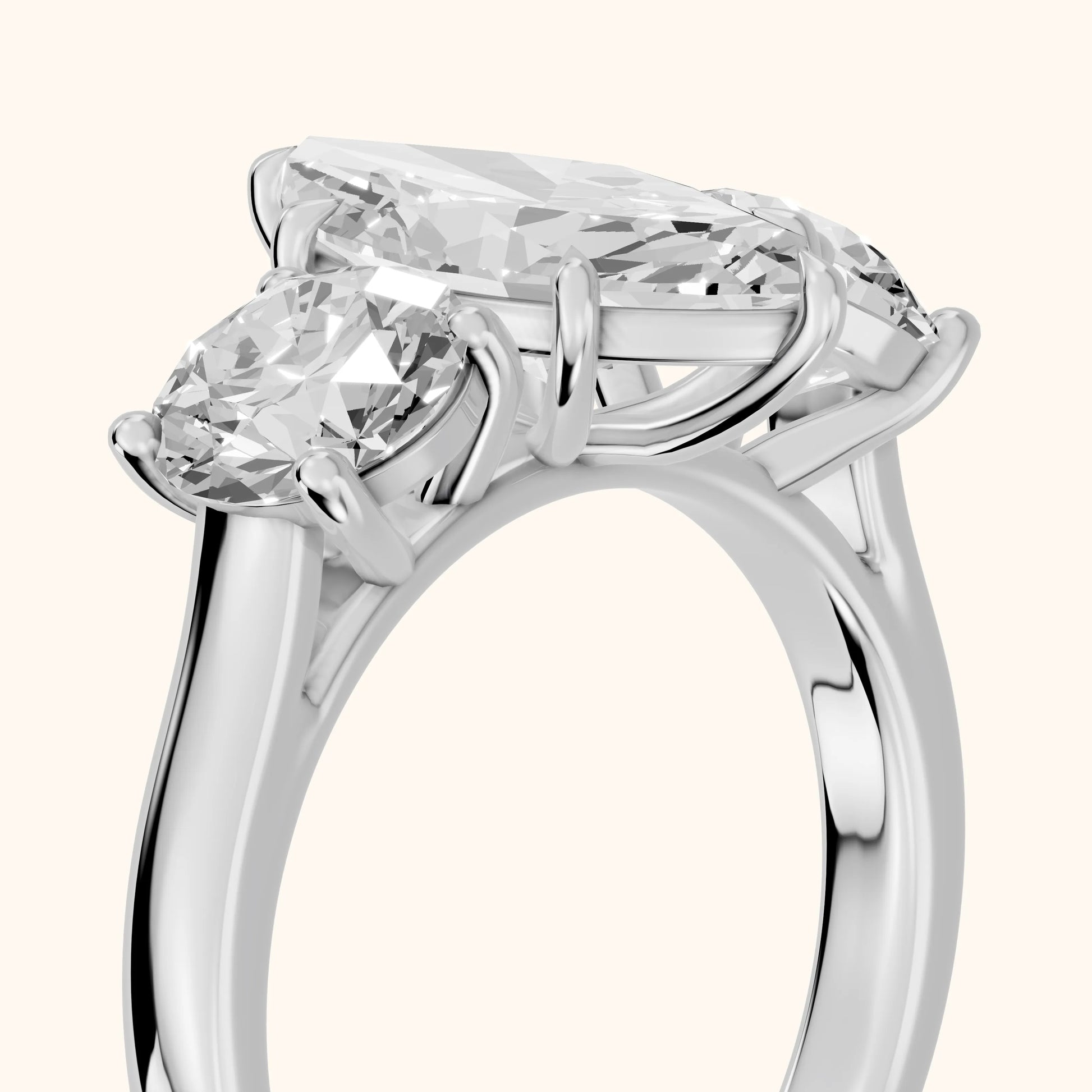 Esme Three-Stone Tapered Marquise Diamond Ring in Silver - slant-view.webp