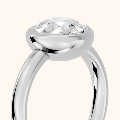 Alina Bezel Solitaire Round Diamond Ring in Silver - slant-view.webp