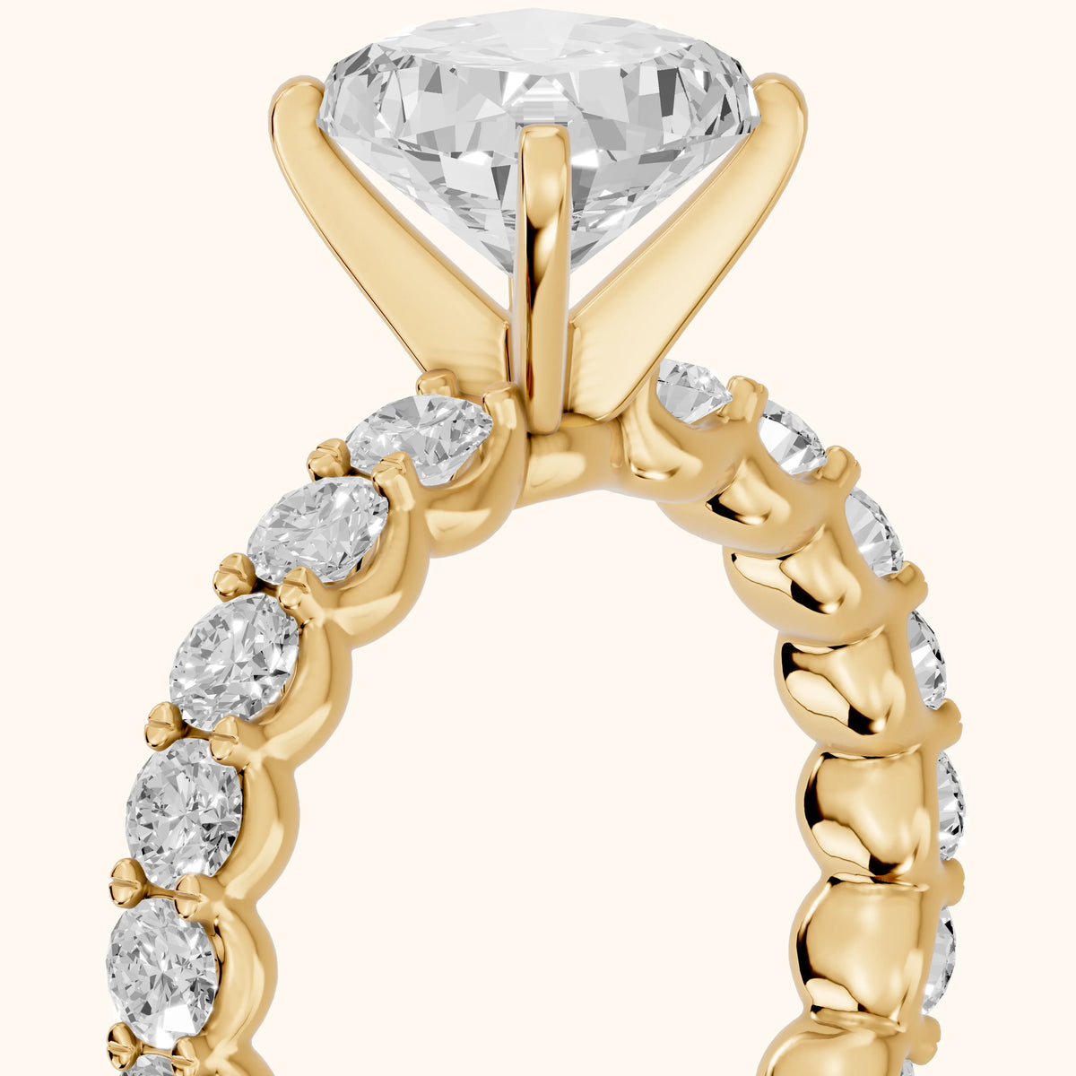 Leta Infinity Pavé Cushion Diamond Engagement Ring in Yellow Gold - slant-view.webp