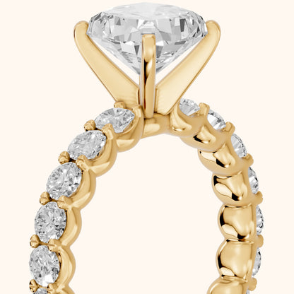 Leta Infinity Pavé Cushion Diamond Engagement Ring in Yellow Gold - slant-view.webp