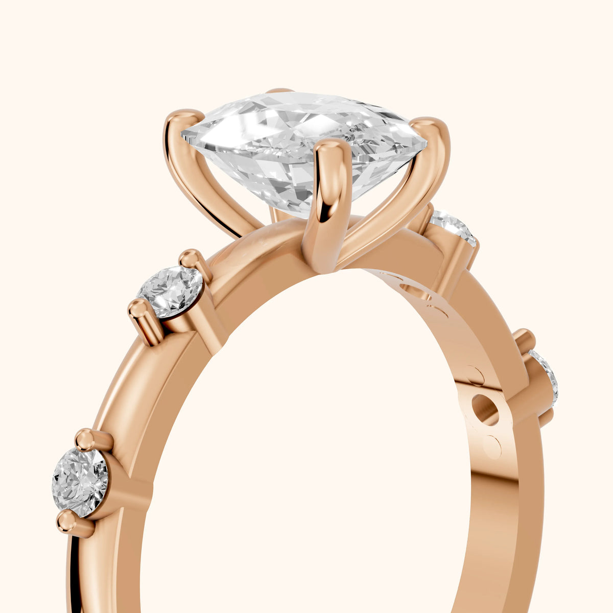 Elena Radiance Solitaire Cushion Diamond Engagement Ring in Rose Gold - slant-view.webp