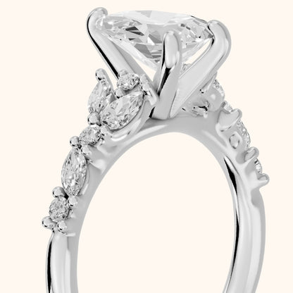 Mesa Vine Cluster Pear Diamond Engagement Ring in Silver - slant-view.webp