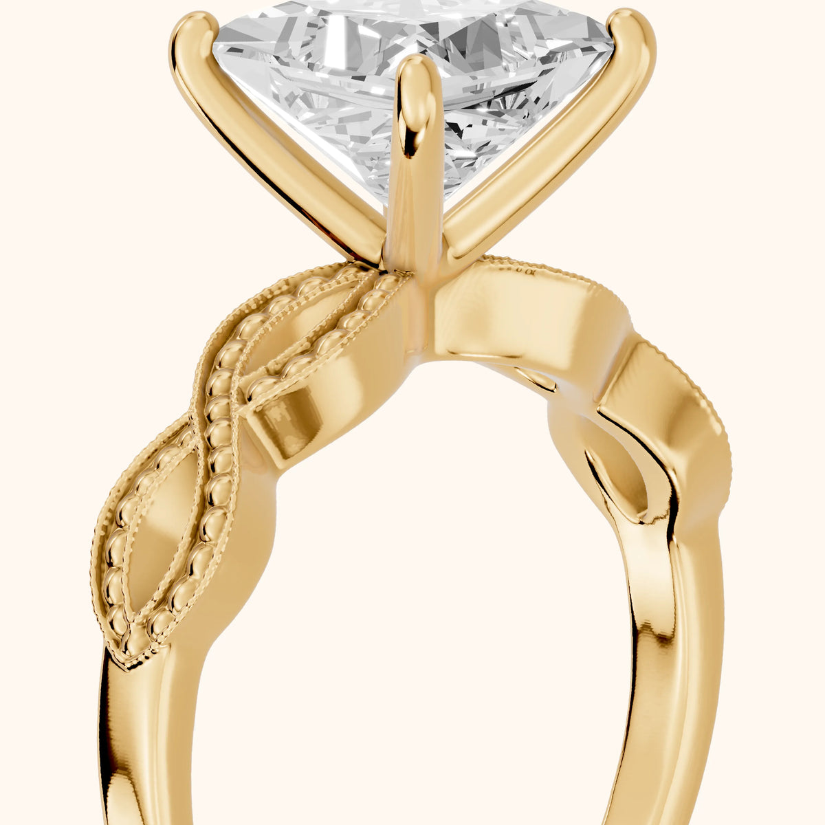 Jeanie Twist Solitaire Princess Diamond Engagement Ring in Yellow Gold - slant-view.webp