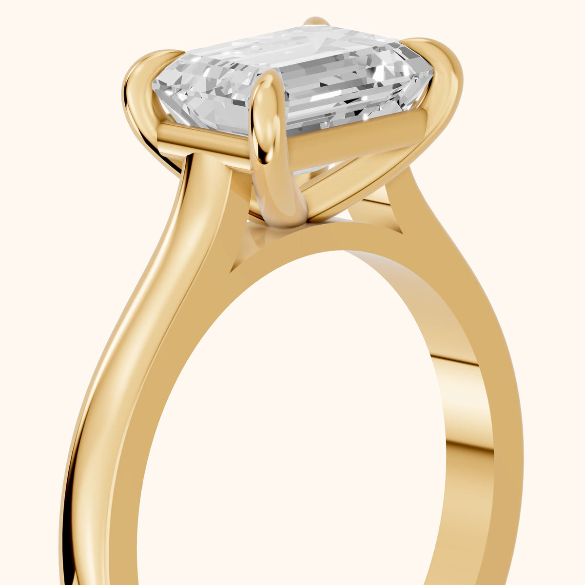 Truckee East-West Cathedral Emerald Diamond Engagement Ring in Yellow Gold - slant-view.webp
