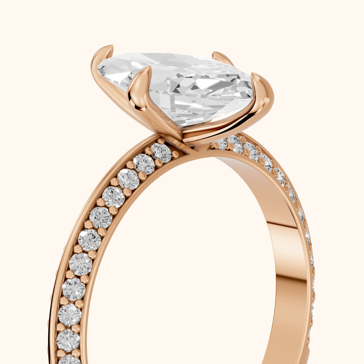 Meredith Knife Edge Pavé Marquise Diamond Engagement Ring in Rose Gold - slant-view.webp