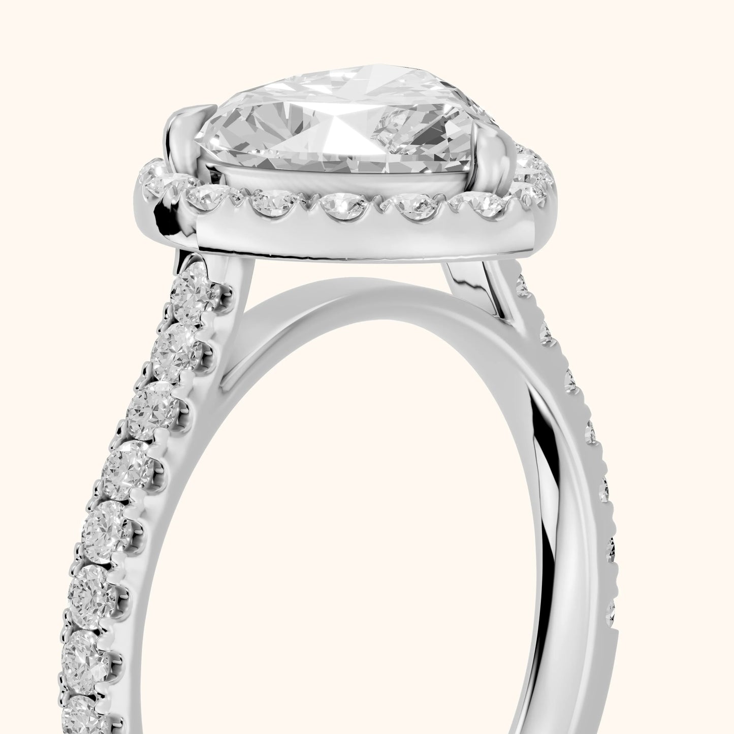 Amara Halo Claw Prong Heart Diamond Ring in White Gold - slant-view.webp