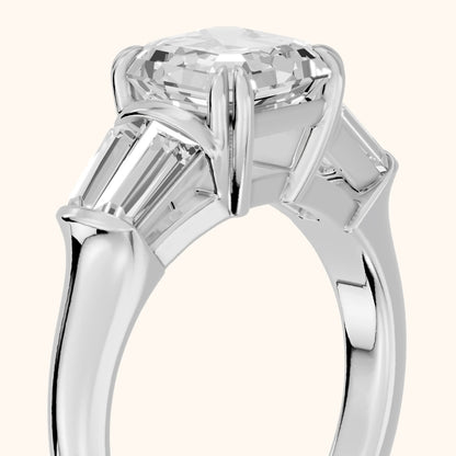 Ilsa Deco Baguette Asscher Diamond Engagement Ring in Silver - slant-view.webp