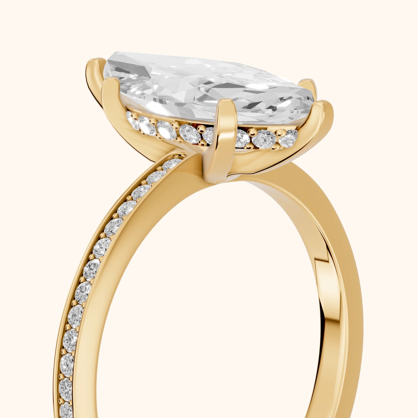 Naia Hidden Halo Marquise Diamond Ring in Yellow Gold - slant-view.webp