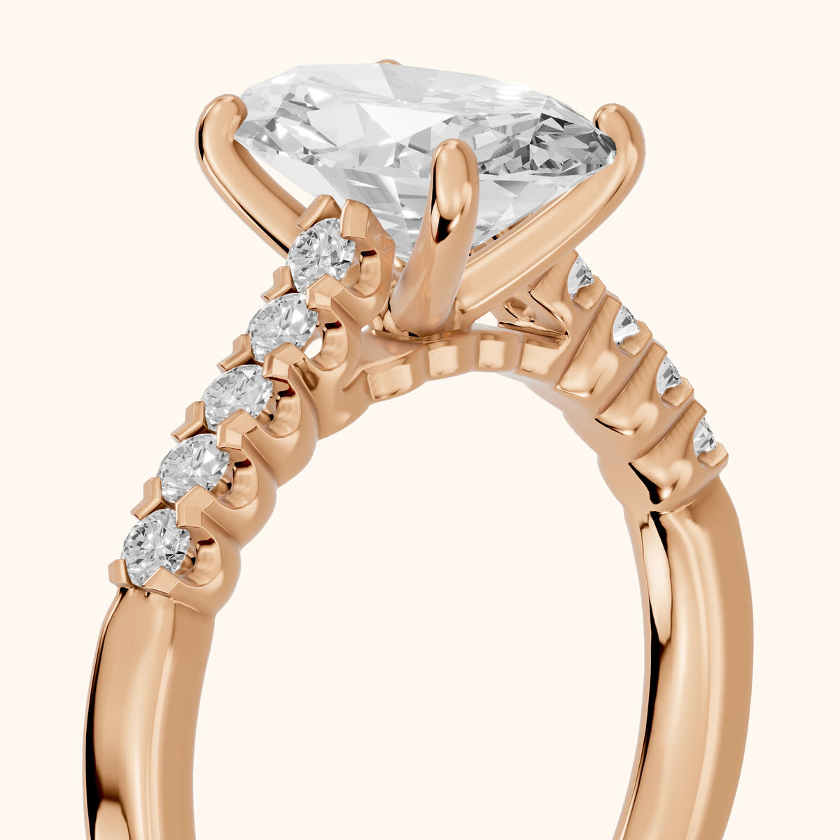 Jessie French Pavé Oval Diamond Engagement Ring in Rose Gold - slant-view.webp