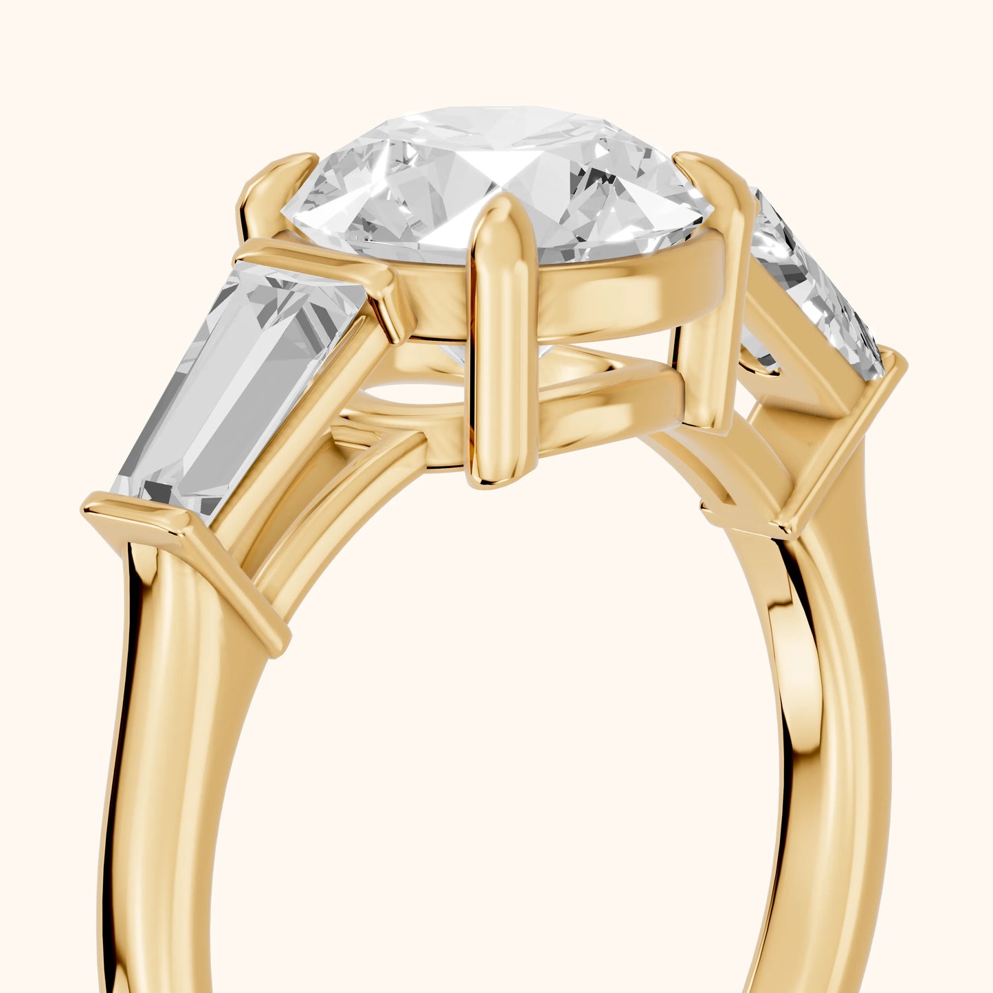 Layla Tapered Baguette Round Diamond Ring in Yellow Gold - slant-view.webp