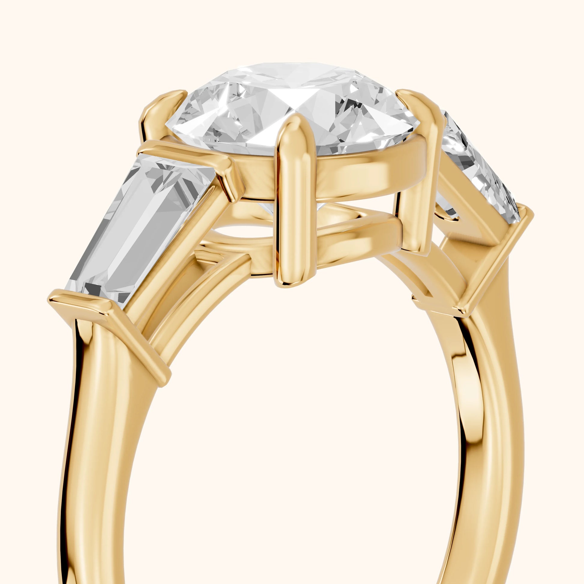 Layla Tapered Baguette Round Diamond Ring in Yellow Gold - slant-view.webp