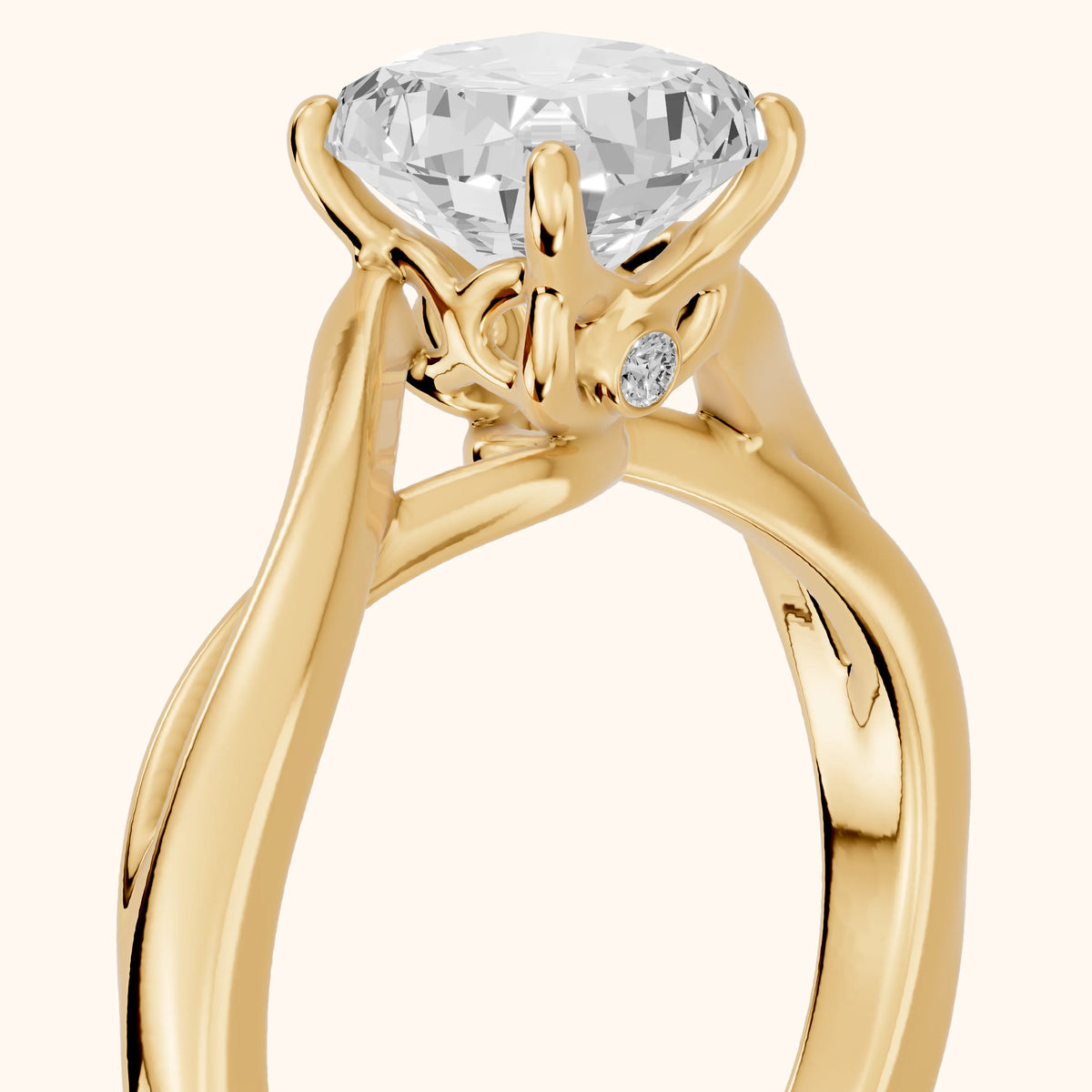 Britta Twist Cushion Diamond Engagement Ring in Yellow Gold - slant-view.webp