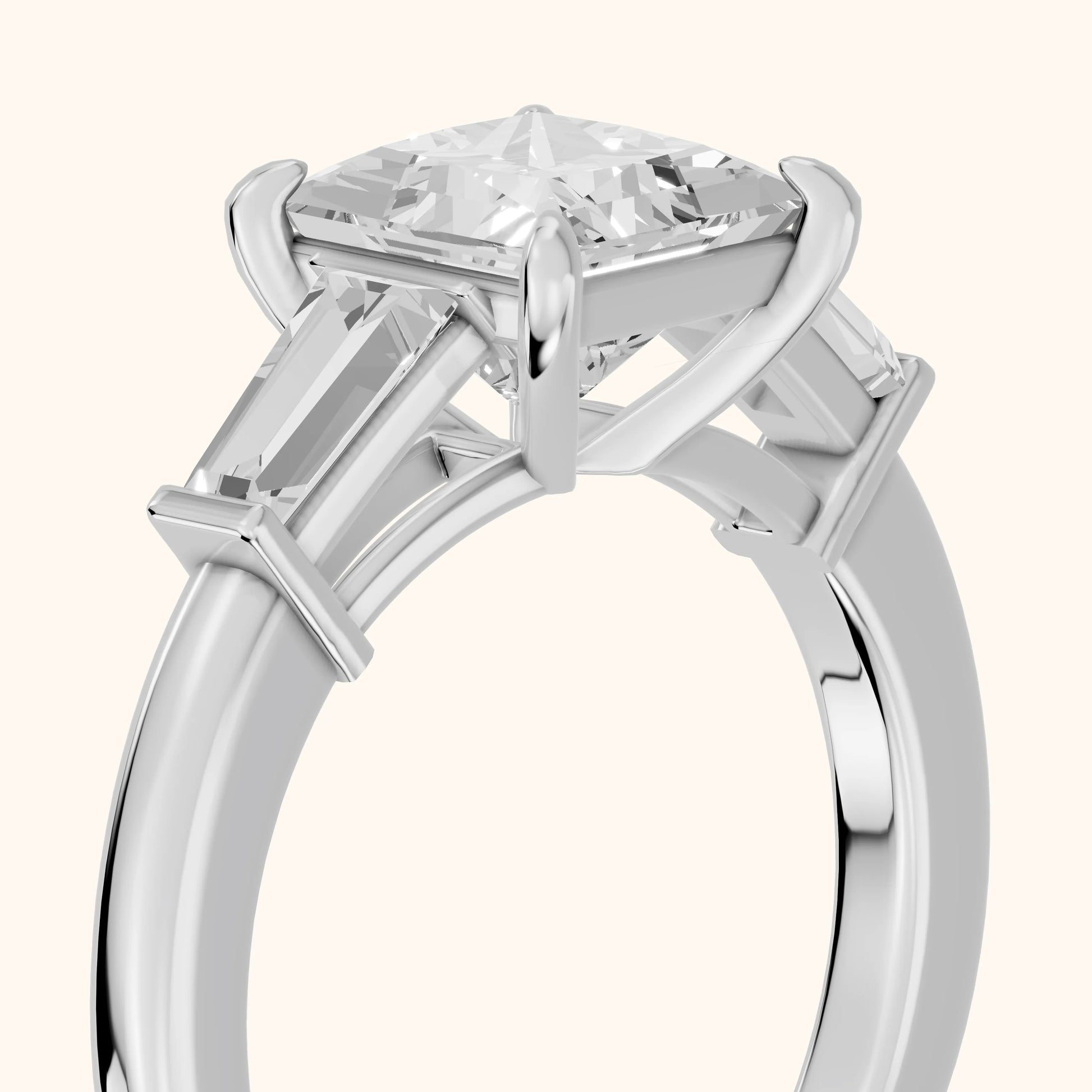 Zelda Tapered Baguette Princess Diamond Engagement Ring in White Gold - slant-view.webp