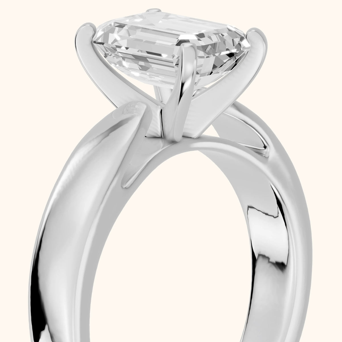 Amalia Wide Band Cathedral Emerald Diamond Engagement Ring in Platinum - slant-view.webp