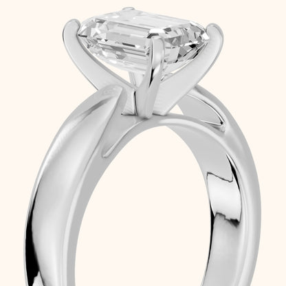 Amalia Wide Band Cathedral Emerald Diamond Engagement Ring in Platinum - slant-view.webp