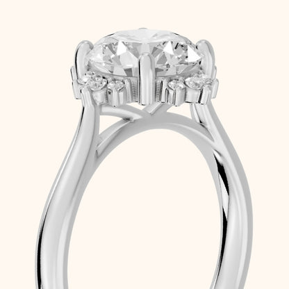 Linden Starburst Cluster Round Diamond Engagement Ring in Platinum - slant-view.webp