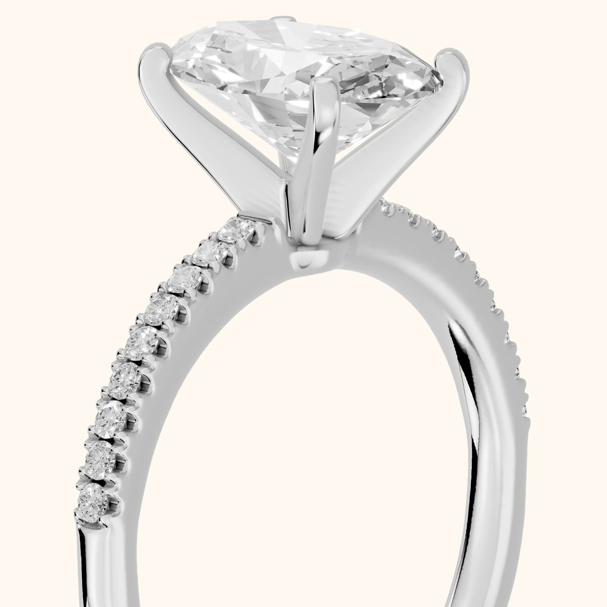 Venetia Pavé Oval Diamond Engagement Ring in Platinum - slant-view.webp