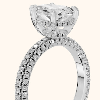 Mira Hidden Halo Micropavé Pear Diamond Engagement Ring in Platinum - slant-view.webp