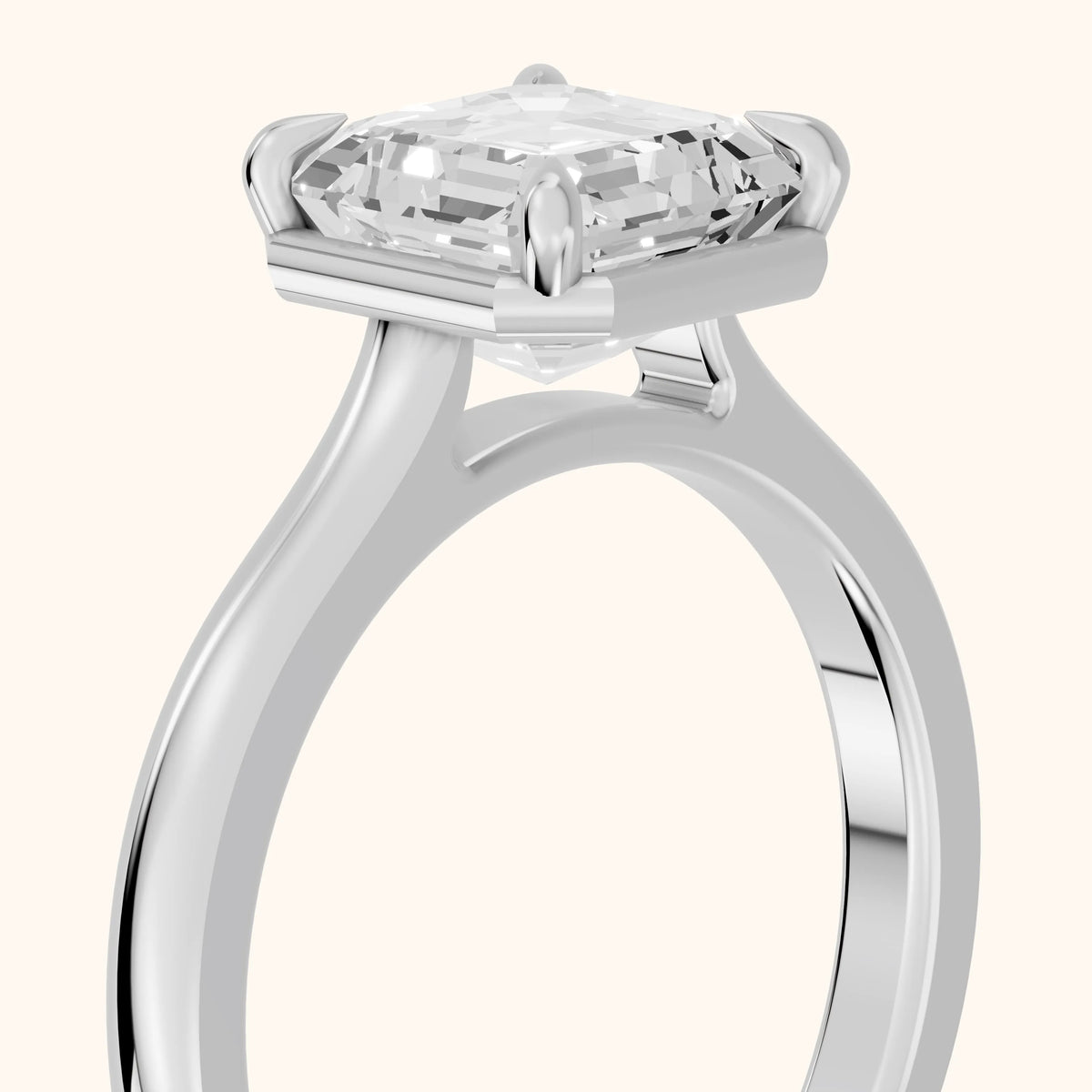 Ashland Basket Solitaire Asscher Diamond Engagement Ring in Silver - slant-view.webp