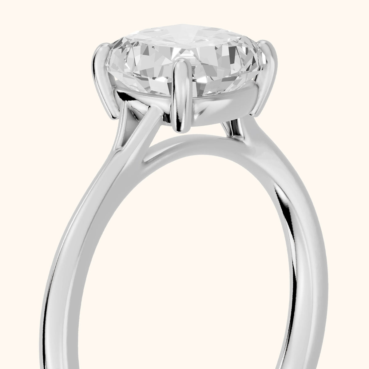 Blanche Solitaire Split Shank Cushion Diamond Engagement Ring in Silver - slant-view.webp