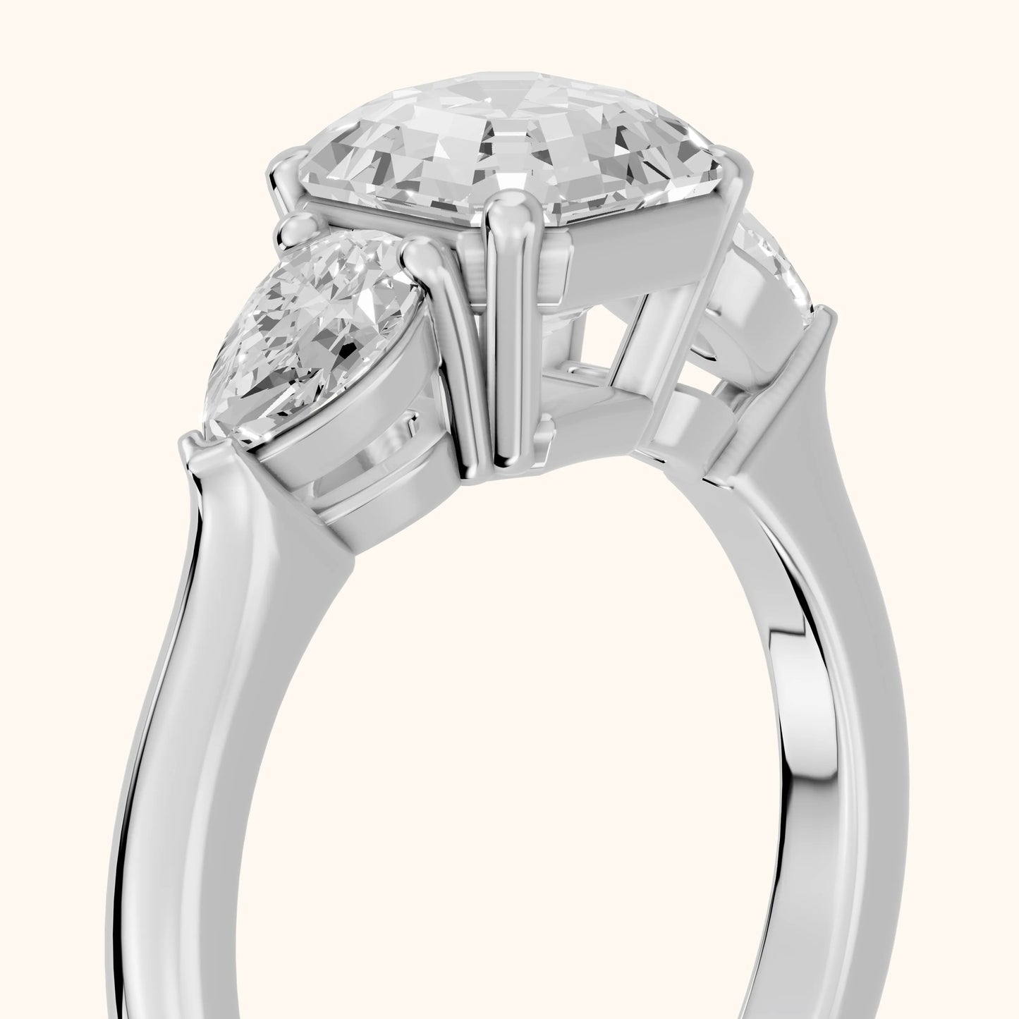 Mirabel Three-Stone Asscher Diamond Engagement Ring in White Gold - slant-view.webp