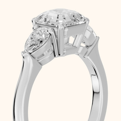 Mirabel Three-Stone Asscher Diamond Engagement Ring in White Gold - slant-view.webp