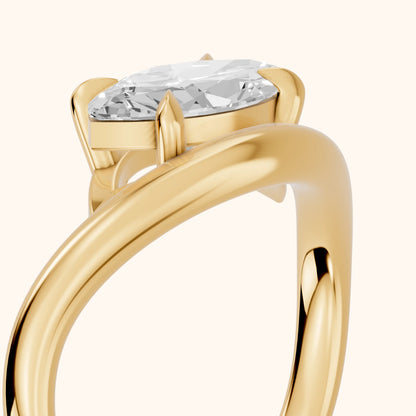 Katherine East-West Bypass Marquise Diamond Engagement Ring in Yellow Gold - slant-view.webp