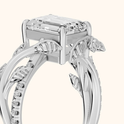 Solana Vine Bypass Emerald Diamond Engagement Ring in White Gold - slant-view.webp