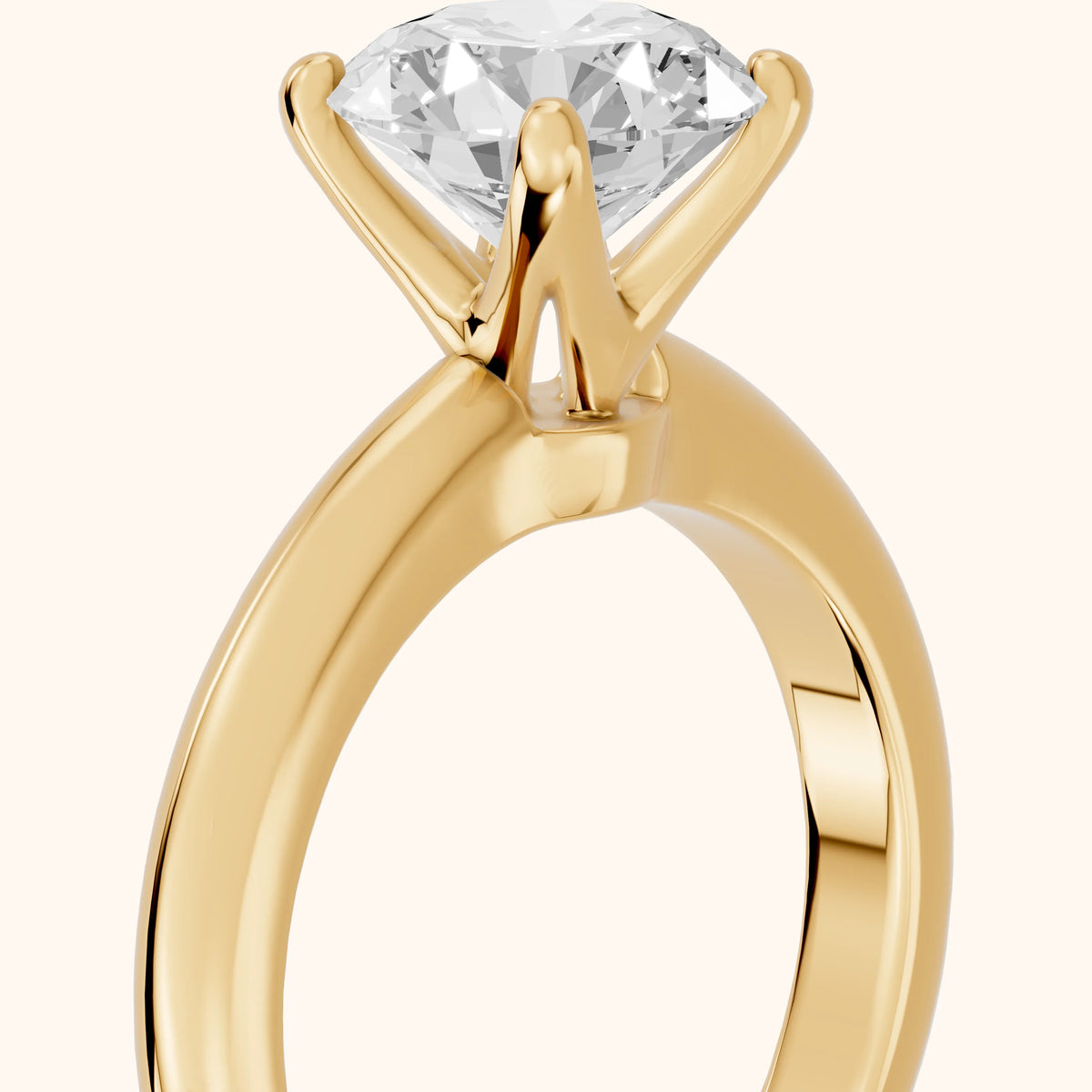 Clementine Solitaire Round Diamond Engagement Ring in Yellow Gold - slant-view.webp