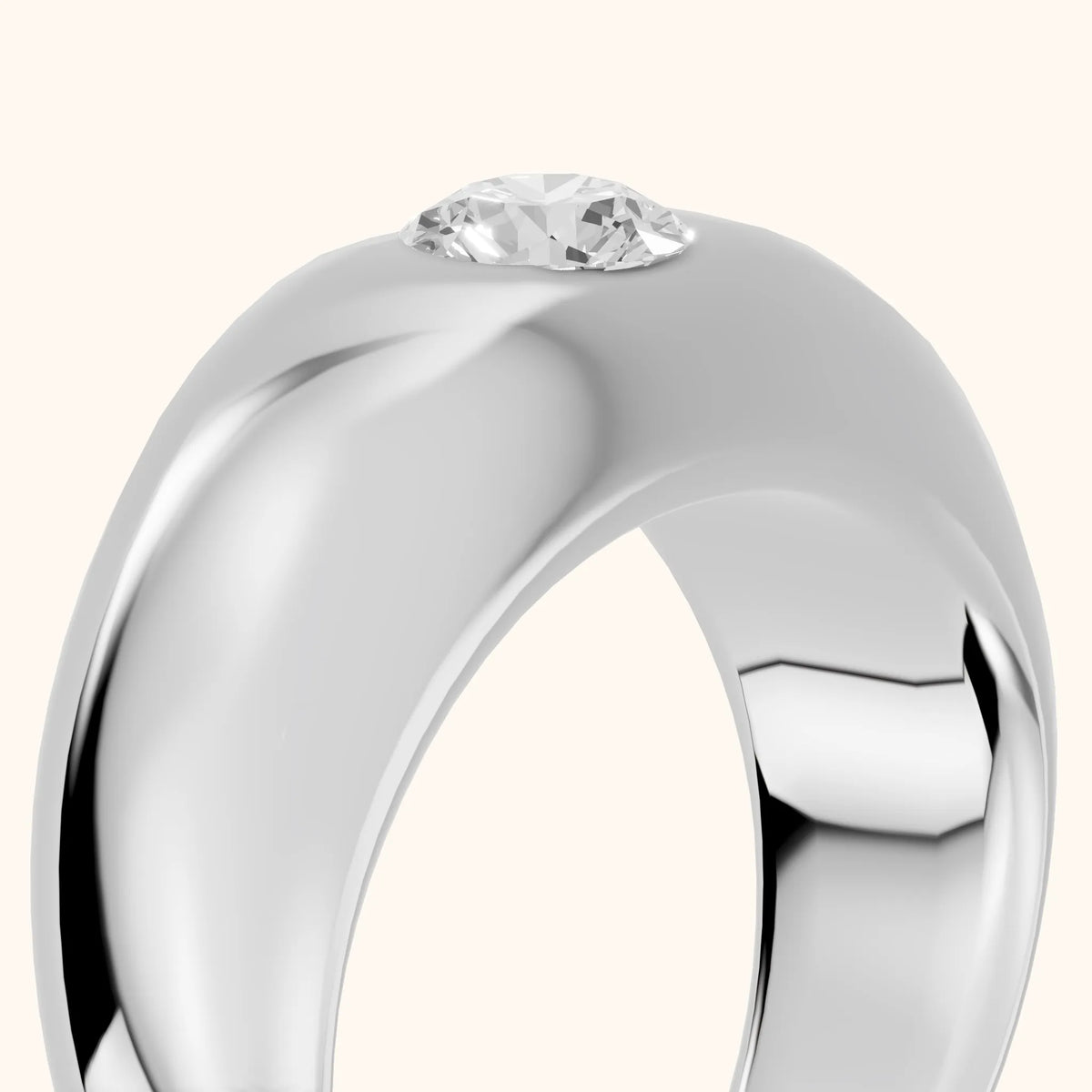 Noelle Bezel Round Diamond Wedding Band in Silver - slant-view
