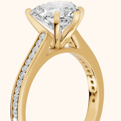 Carrie Cathedral Channel Set Heart Diamond Engagement Ring in Yellow Gold - slant-view.webp